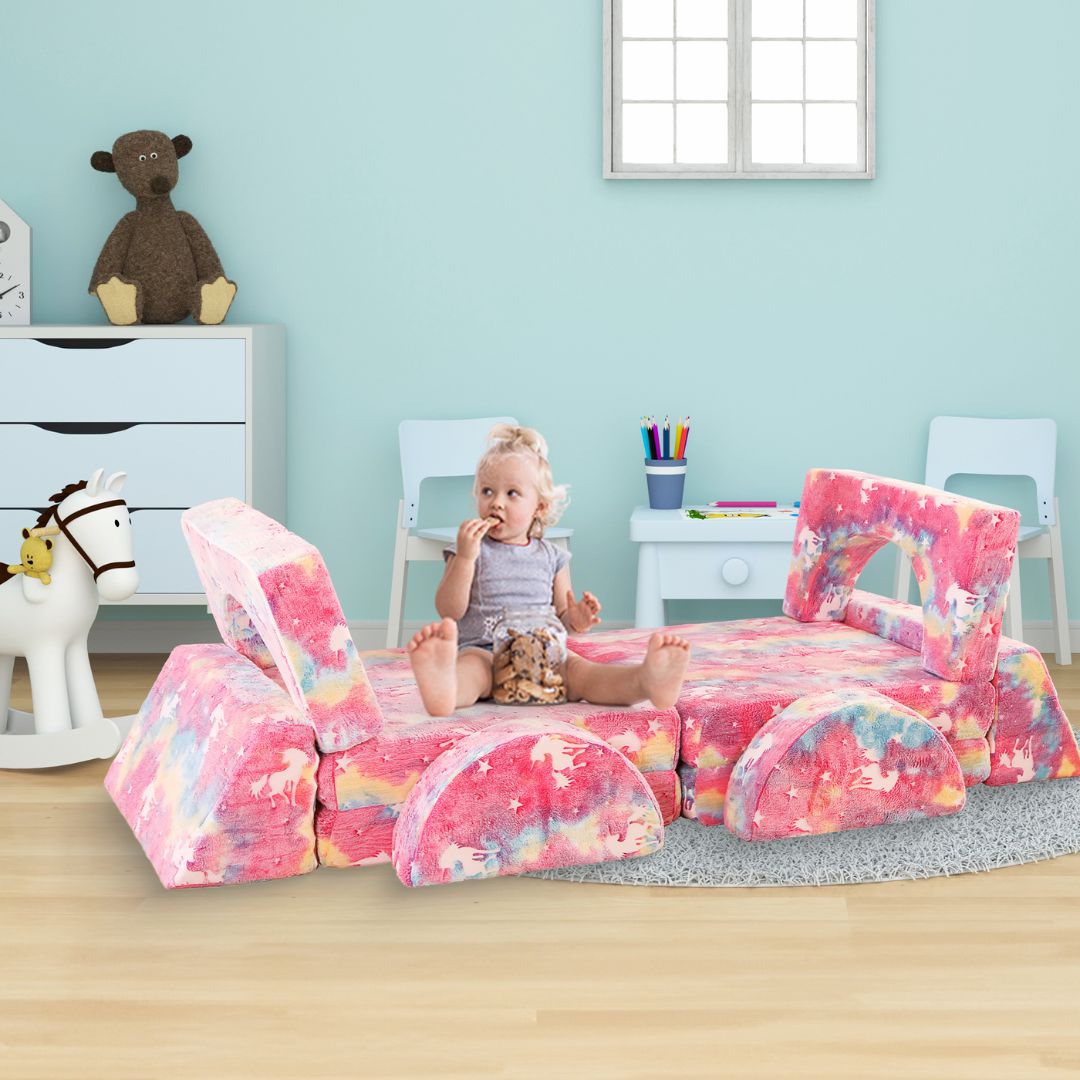 Spielcouch-Sofa für Kinder – 10-teiliges Set für Schlaf- und Spielbereich - komforshoptkissen.com